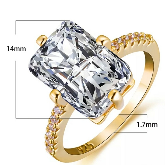 FINAL SALE Gold Emerald White Sapphire Ring - Picture 3 of 7